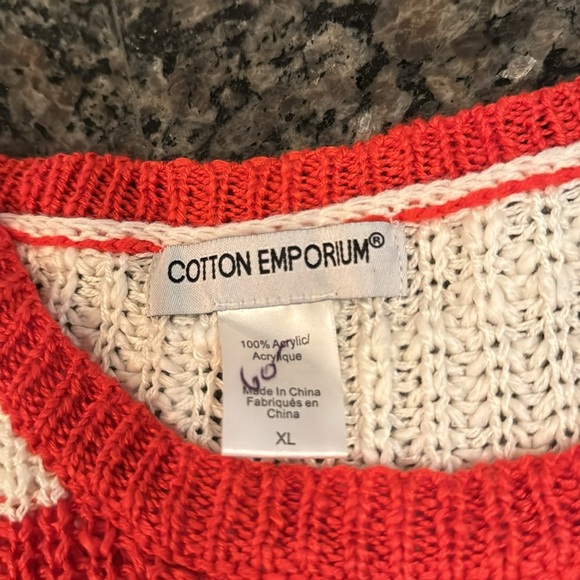 Cotton emporium soft distressed orange stripped crew sweater NWOT L - Picture 12 of 14